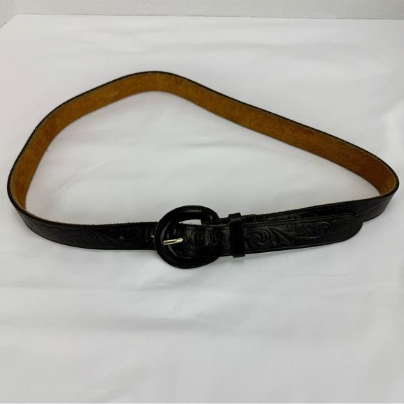 Leather Belt Classic Tooled,โ Size 36โ, Black, Timeless Classic, Staple Piece - Picture 7 of 9